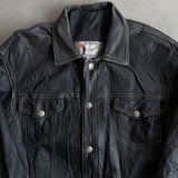 Oliveira Black Leather Trucker Jacket