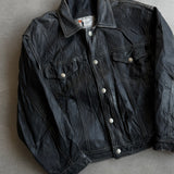 Oliveira Black Leather Trucker Jacket