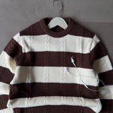 Cable Knit Rugby Stripe-Sweater