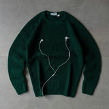 Green Ribbed Knit Sweater