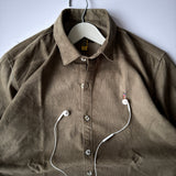 Olive Brown Corduroy Button-Up Shirt