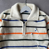 Striped Quarter-Zip Knit