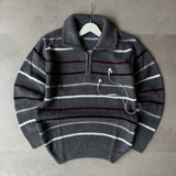 Striped Quarter-Zip Knit Sweater