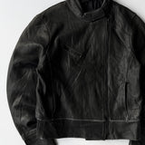 Vintage Moto Mod Heavyweight Black Leather Biker Jacket