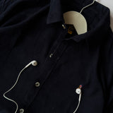 Navy Blue Corduroy Button-Up Shirt
