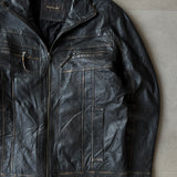 Mac Douglas Distressed Black Leather Moto Jacket