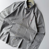 Grey Fine-Stripe Button-Up Shirt