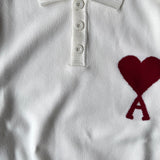 Ivory Heart Knit Polo