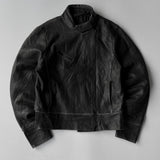 Vintage Moto Mod Heavyweight Black Leather Biker Jacket