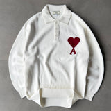 Ivory Heart Knit Polo