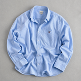 Powder Blue Fine-Stripe Button-Up Shirt