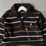 Striped Quarter-Zip Knit
