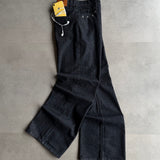 Washed Black Rivet Wide-Leg Jeans