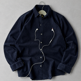 Navy Blue Corduroy Button-Up Shirt