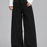 Black Raw Wide-Leg