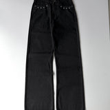 Black Raw Wide-Leg