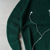 Green Ribbed Knit Sweater