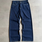 Indigo Rivet Wide-Leg Jeans