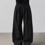 Black Baggy Pleated Trousers