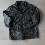Mac Douglas Distressed Black Leather Moto Jacket