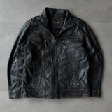 Mac Douglas Distressed Black Leather Moto Jacket