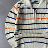Striped Quarter-Zip Knit