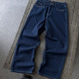 Indigo Rivet Wide-Leg Jeans