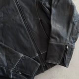 Vintage Moto Mod Heavyweight Black Leather Biker Jacket