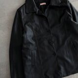 90s Silmar Black Leather Coat Jacket