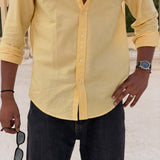 Butter Yellow Cotton-Linen Shirt