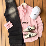 Pink & White Striped Button-Down Shirt