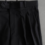 Black Baggy Pleated Trousers