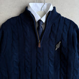 Navy Cable-Knit Quarter Zipper