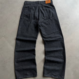 Washed Black Rivet Wide-Leg Jeans