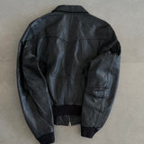 Segura Black Leather Multi-Pocket Bomber Jacket