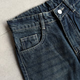 Dark Wash Wide-Leg Denim Jeans
