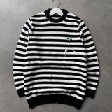 Black & White Striped Ribbed Knit Sweater
