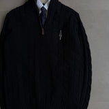 Black Cable-Knit Quarter Zipper