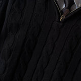 Black Cable-Knit Quarter Zipper