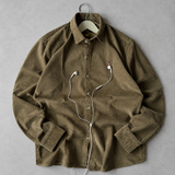 Olive Brown Corduroy Button-Up Shirt