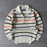 Striped Quarter-Zip Knit