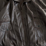 Vintage 90s Lion King Dark Brown Leather Bomber Jacket