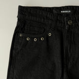 Black Raw Wide-Leg