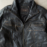Mac Douglas Distressed Black Leather Moto Jacket