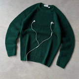 Green Ribbed Knit Sweater