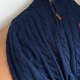 Navy Cable-Knit Quarter Zipper