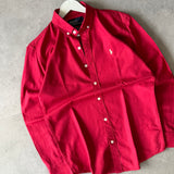 Crimson Red Cotton-Linen Shirt