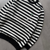 Black & White Striped Ribbed Knit Sweater