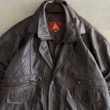 Vintage 90s Lion King Dark Brown Leather Bomber Jacket