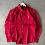 Crimson Red Cotton-Linen Shirt